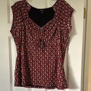 Style & Co. Tie Front Red and Pink Blouse